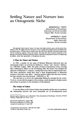 Settling Nature and Nurture into an Ontogenetic Niche .