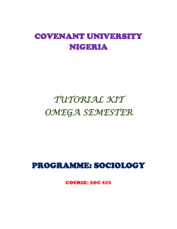 soc425 tutorial kit - Covenant University