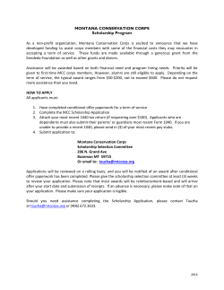 MONTANA CONSERVATION CORPS Scholarship Program As a