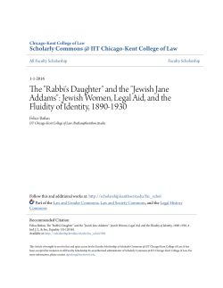 "Rabbi`s Daughter" and the "Jewish Jane Addams"