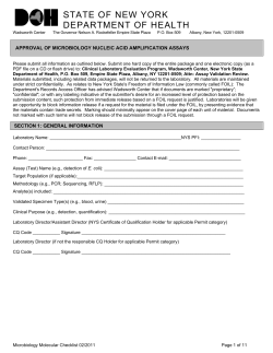 APPROVAL OF MICROBIOLOGY NUCLEIC ACID AMPLIFICATION