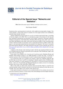 Editorial of the Special Issue "Networks and Statistics".