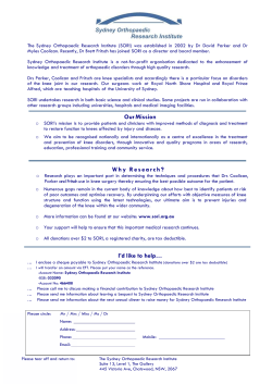 open Donations form - Sydney Orthopaedic Research Institute
