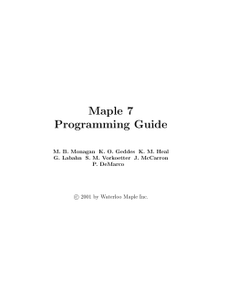 Maple 7 Programming Guide - Department of Mathematics and