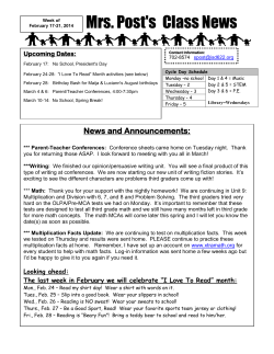 Mrs. Post`s Class News