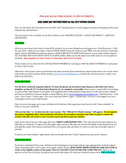 Game Day Instructions - Elite Girls Soccer League