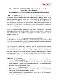 DIAGEO ARMS CONSUMERS WITH COMPREHENSIVE