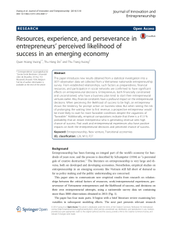 Resources, experience, and perseverance in entrepreneurs