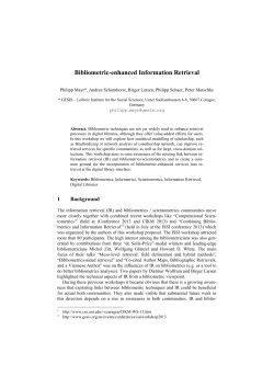 Bibliometric-enhanced Information Retrieval