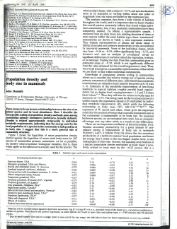 Population density and body size in mammals