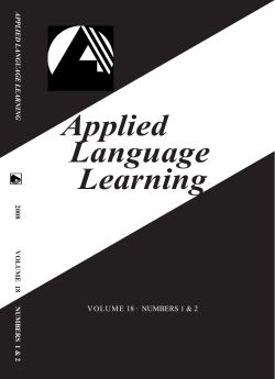 Applied Language Learning - Defense Language Institute Foreign