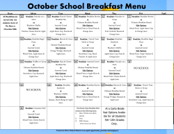 October Breakfast Menu - the Tomorrow River School District