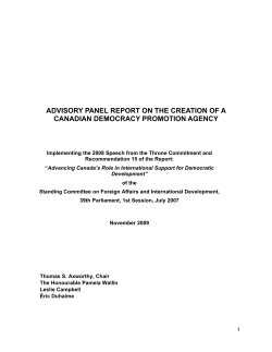 advisory panel report on the creation of a canadian democracy
