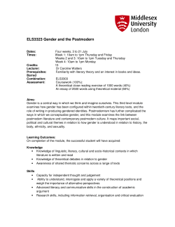 ELS3323 Gender and the Postmodern