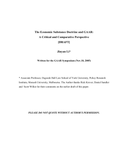 Economic Substance and Abusive Tax avoidance