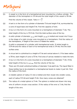 Q1. A vessel is in the form of a hemispherical bowl