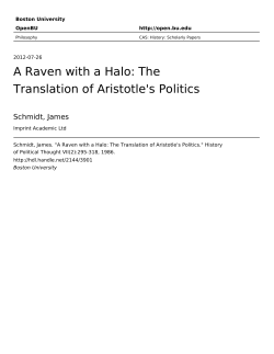 A Raven with a Halo: The Translation of Aristotle`s Politics