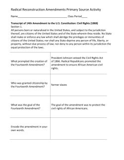 Radical Reconstruction Amendments Primary Source Activity