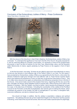 Conclusion of the Extraordinary Jubilee of Mercy