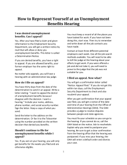 How to Represent Yourself at an Unemployment