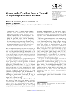 Memos to the President From a &ldquo;Council of Psychological Science