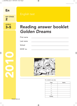 Reading answer booklet Golden Dreams