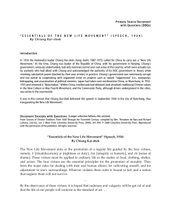 Essentials of a New Life Movement - Asia for Educators