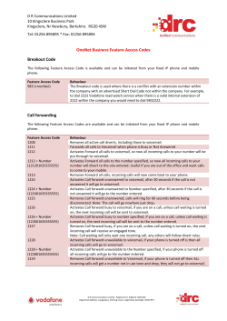 OneNet Business Feature Access Codes Breakout Code Call