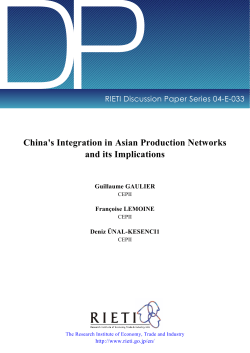 China`s Integration in Asian Production Networks and Its Implications