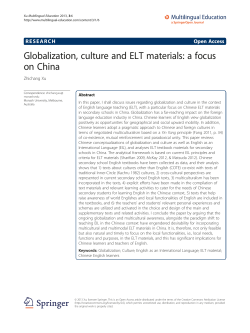 Globalization, culture and ELT materials: a focus on China