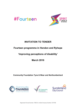 INVITATION TO TENDER Fourteen programme in Hendon and