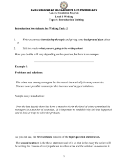 Introduction Writing Introduction Worksheets for Writing Task