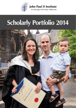 Scholarly Portfolio 2014 - John Paul II Institute for Marriage and Family