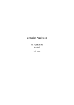 Complex Analysis I