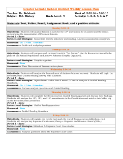 Greater Latrobe School District Weekly Lesson Plan