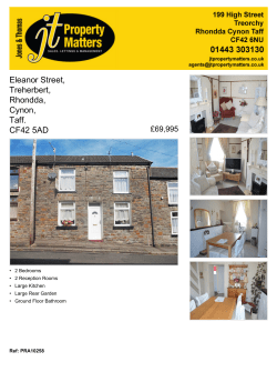 Eleanor Street, Treherbert, Rhondda, Cynon, Taff. CF42 5AD