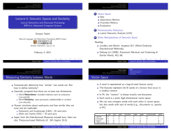 Lecture 6: Semantic Spaces and Similarity Measuring Similarity
