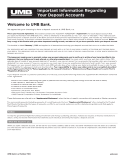 Important Information Regarding Your Deposit Accounts