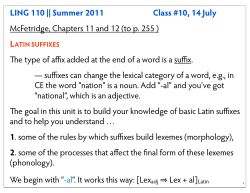 LING 110 || Summer 2011 Class #10, 14 July &bull;McFetridge