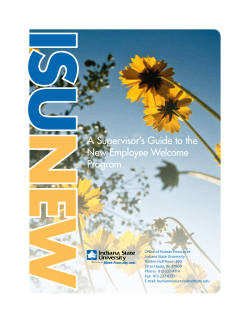 A Supervisor`s Guide to the New Employee Welcome Program