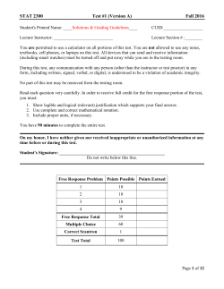 Test 1 Solutions - Clemson Mathematical Sciences