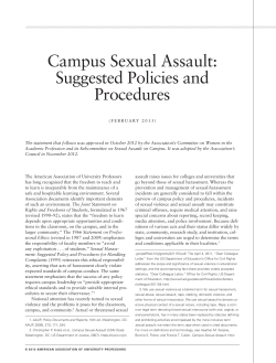 Campus Sexual Assault: Suggested Policies and