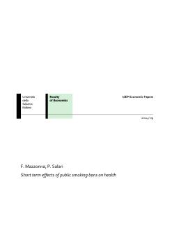 F. Mazzonna, P. Salari Short term effects of public smoking bans on