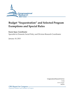 Budget &ldquo;Sequestration&rdquo; and Selected Program