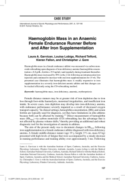 Haemoglobin Mass in an Anaemic Female