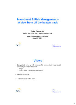 Investment and Risk Management - a view from off the beaten track