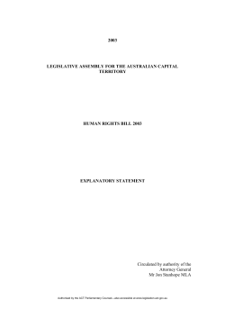 Explanatory Statement - ACT Legislation Register
