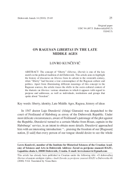 ON RAGUSAN LIBERTAS IN THE LATE MIDDLE AGES LOVRO