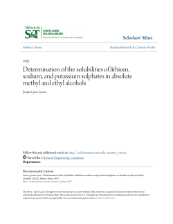 Determination of the solubilities of lithium, sodium, and potassium