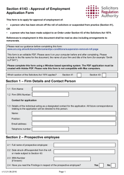 Section 41/43 - Approval of Employment Application Form Section 1
